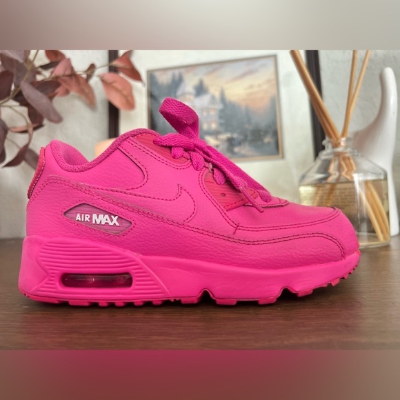 Nike Air Max 90 Leather Laser Fuchsia/Laser Fuchsia 833377-603 size 1Y - Picture 5 of 11